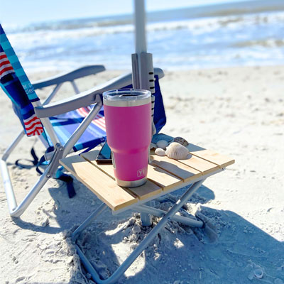 Ocean Zero Folding Bamboo Beach Table